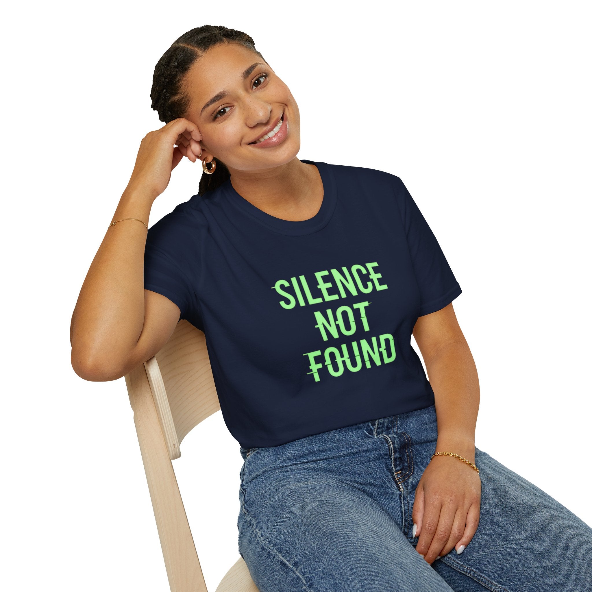 Silence Not Found T-Shirt — Bold Neon Text Tee