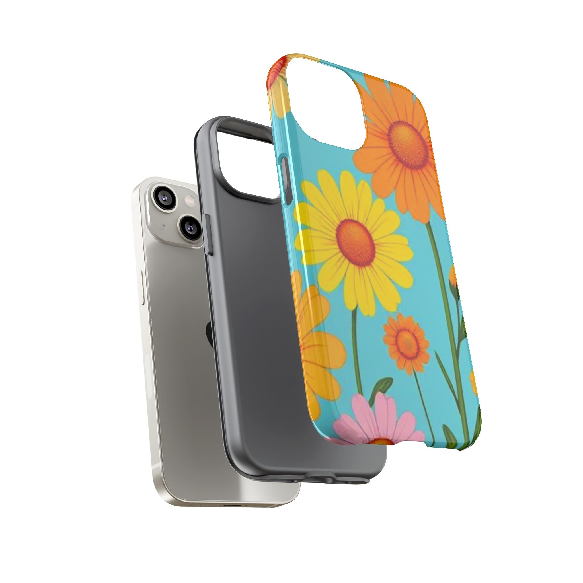 Floral Tough Phone Case for iPhone — Bright Daisy Garden Protective Cover
