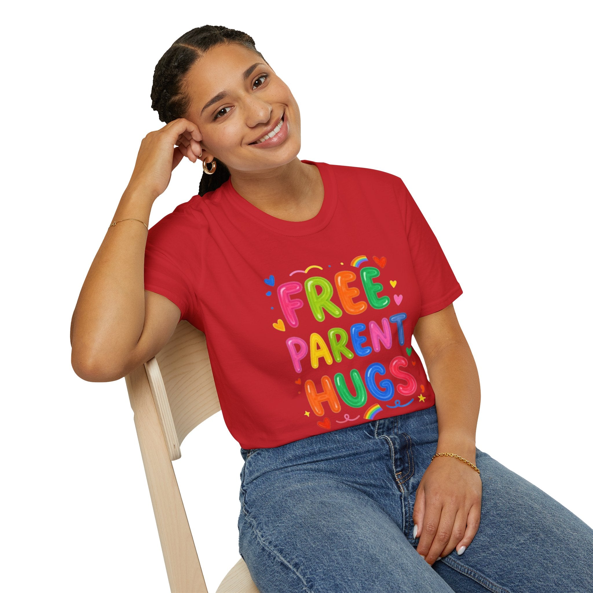 Free Parent Hugs T-Shirt — Colorful Affirming Pride