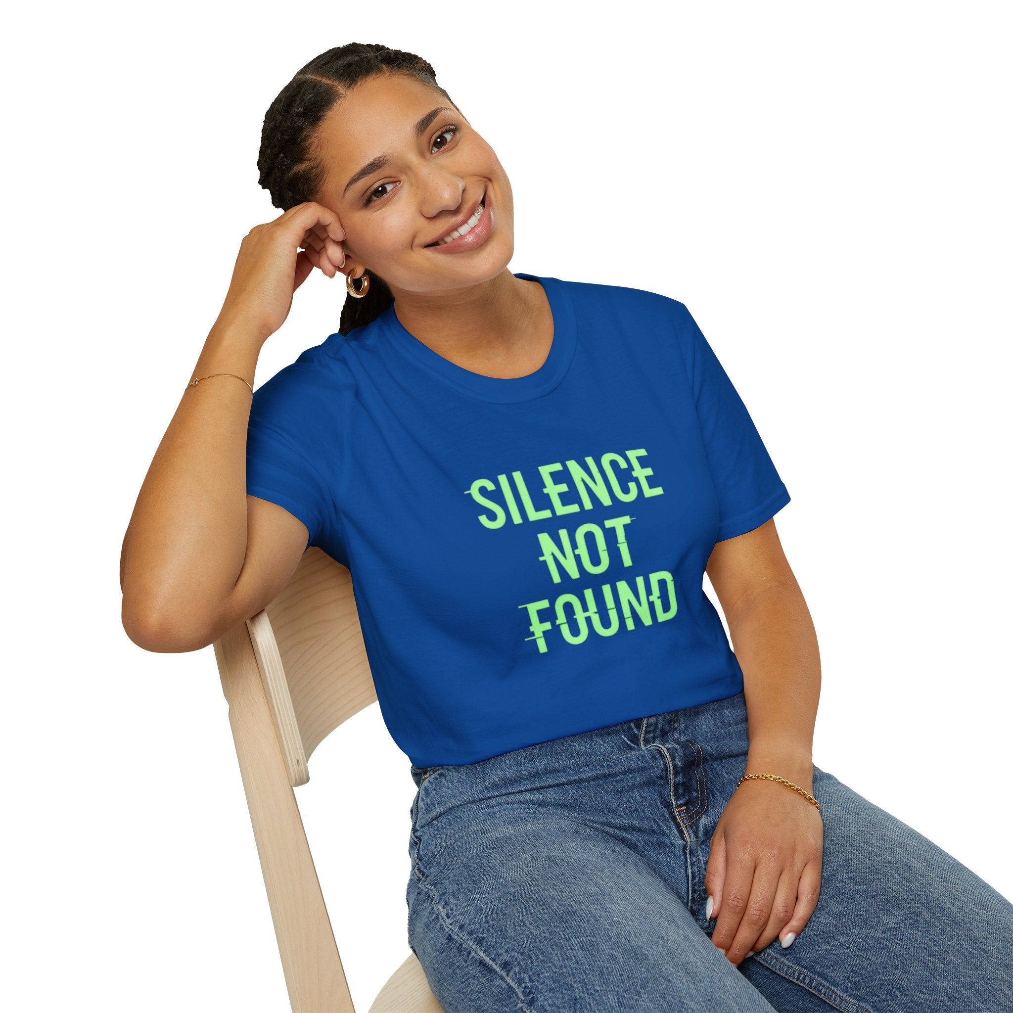 Silence Not Found T-Shirt — Bold Neon Text Tee