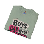 Boys Can Wear Pink T-Shirt — Bold Retro Feminist Graphic Tee
