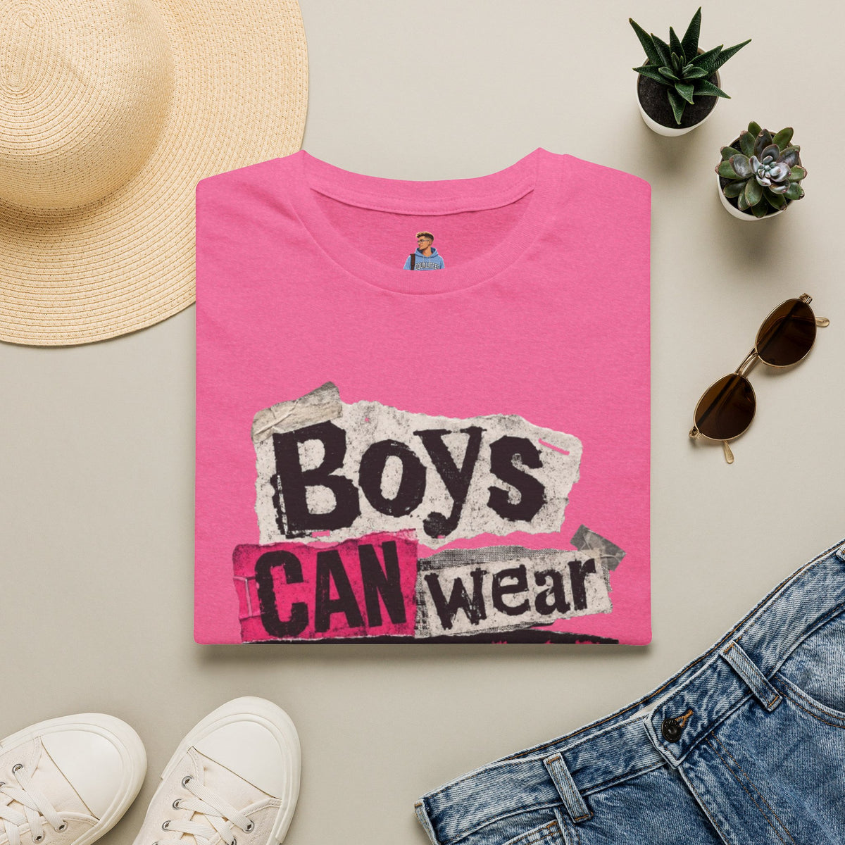 Boys Can Wear Pink T-Shirt — Bold Retro Feminist Graphic Tee