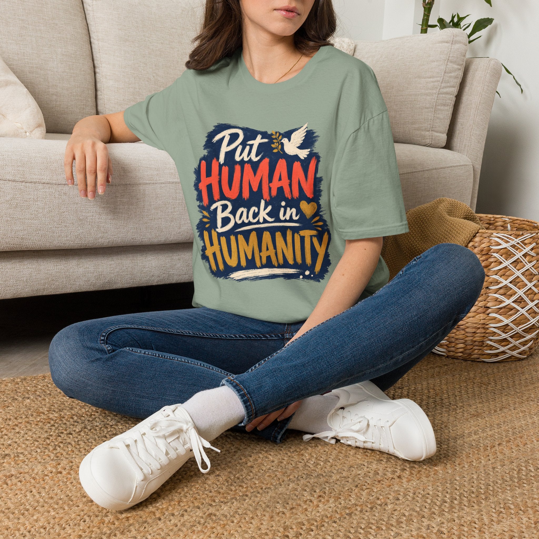 Put Human Back in Humanity T-Shirt — Inspirational Peace Dove Tee