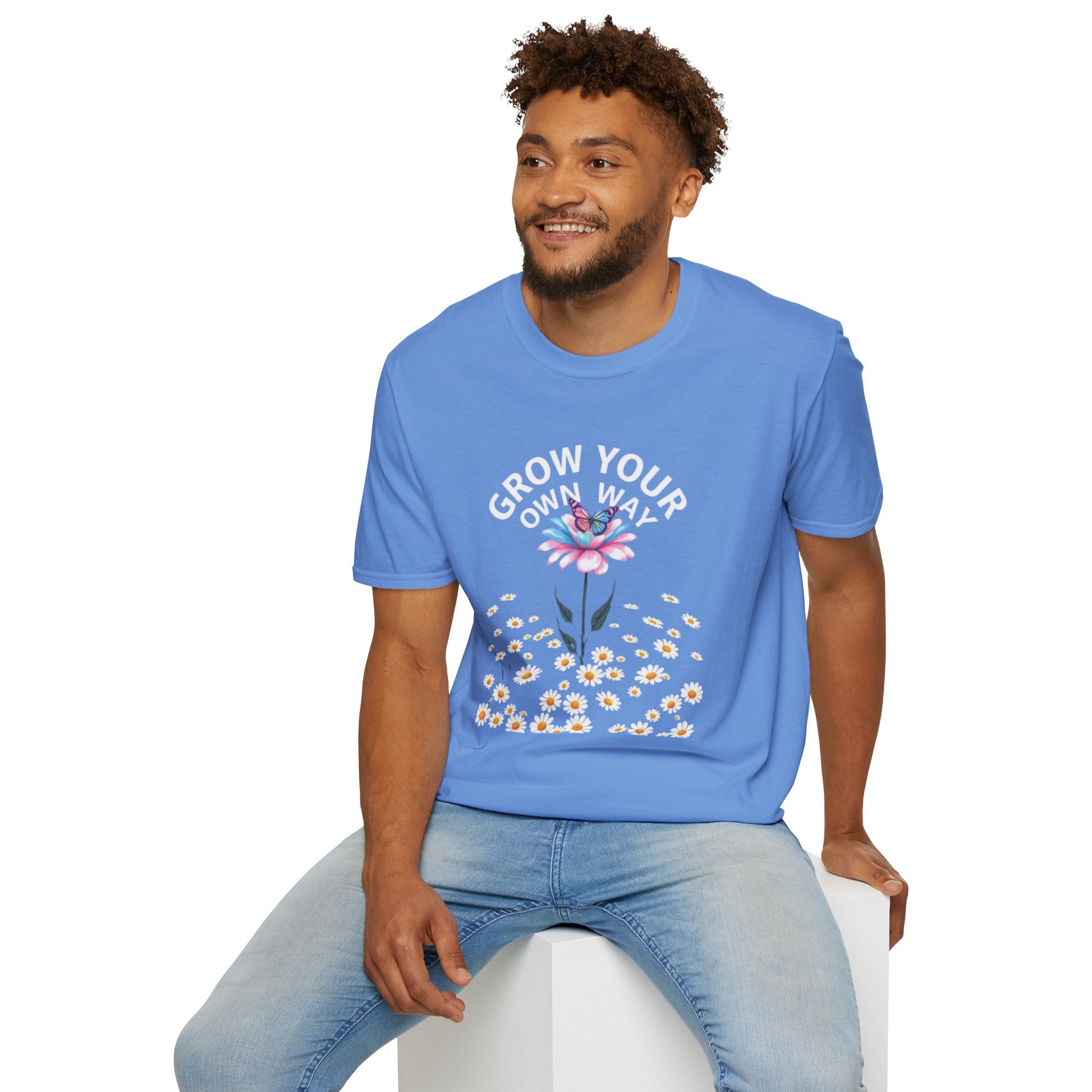 Grow Your Own Way Trans Pride Unisex T-Shirt - Floral Design for Garden Lovers
