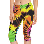 Colorful Tie-Dye Capri Leggings for Women - Vibrant Summer Activewear