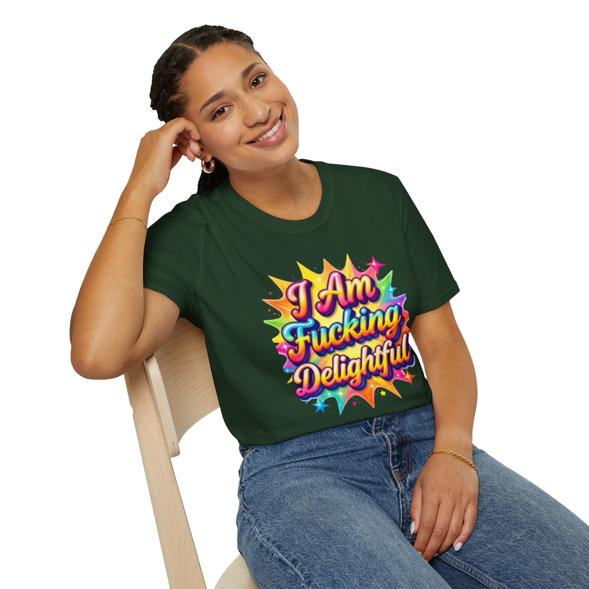 I Am Fucking Delightful T-Shirt - Bold Rainbow Self-Love Graphic Tee