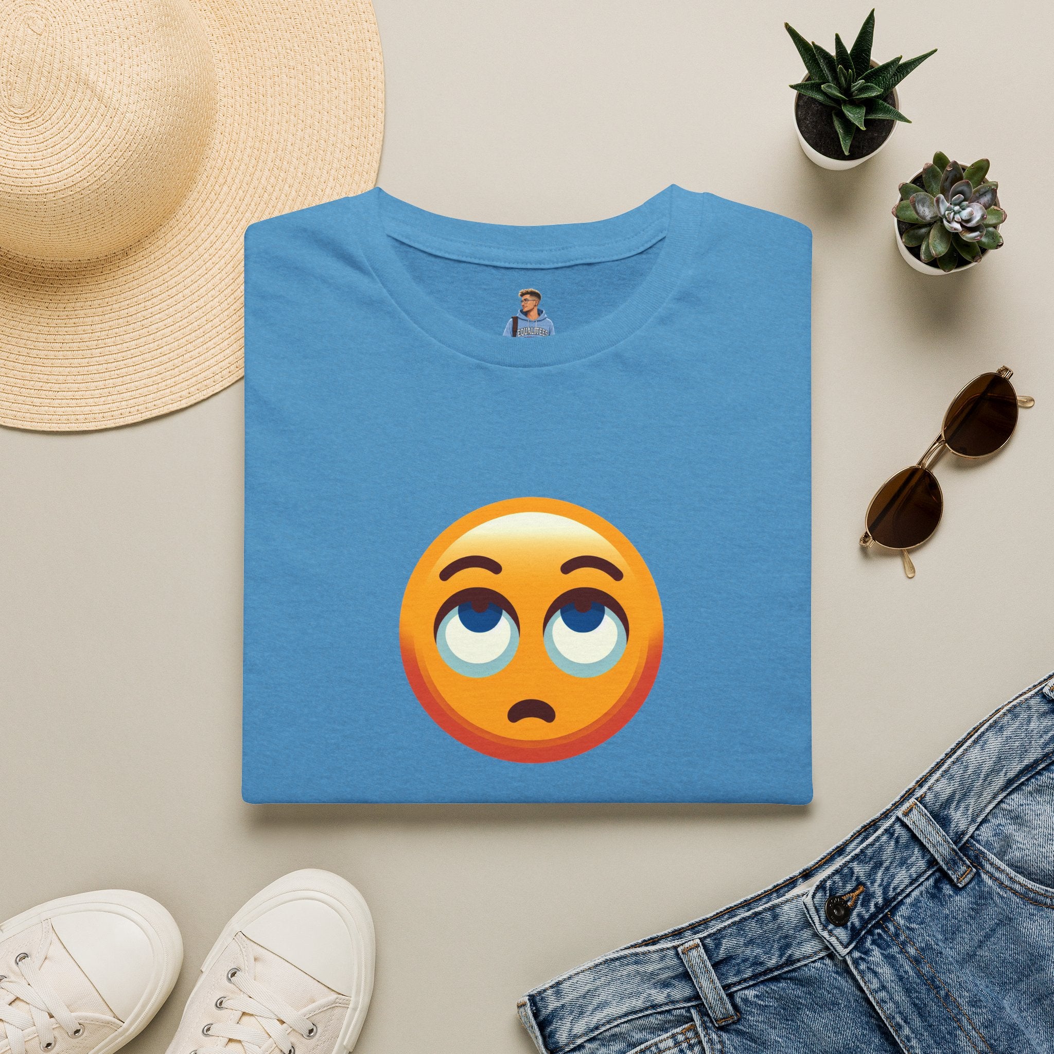Unisex Softstyle T-Shirt with Eye Roll Emoji | Casual Graphic Tee for Everyday Humor
