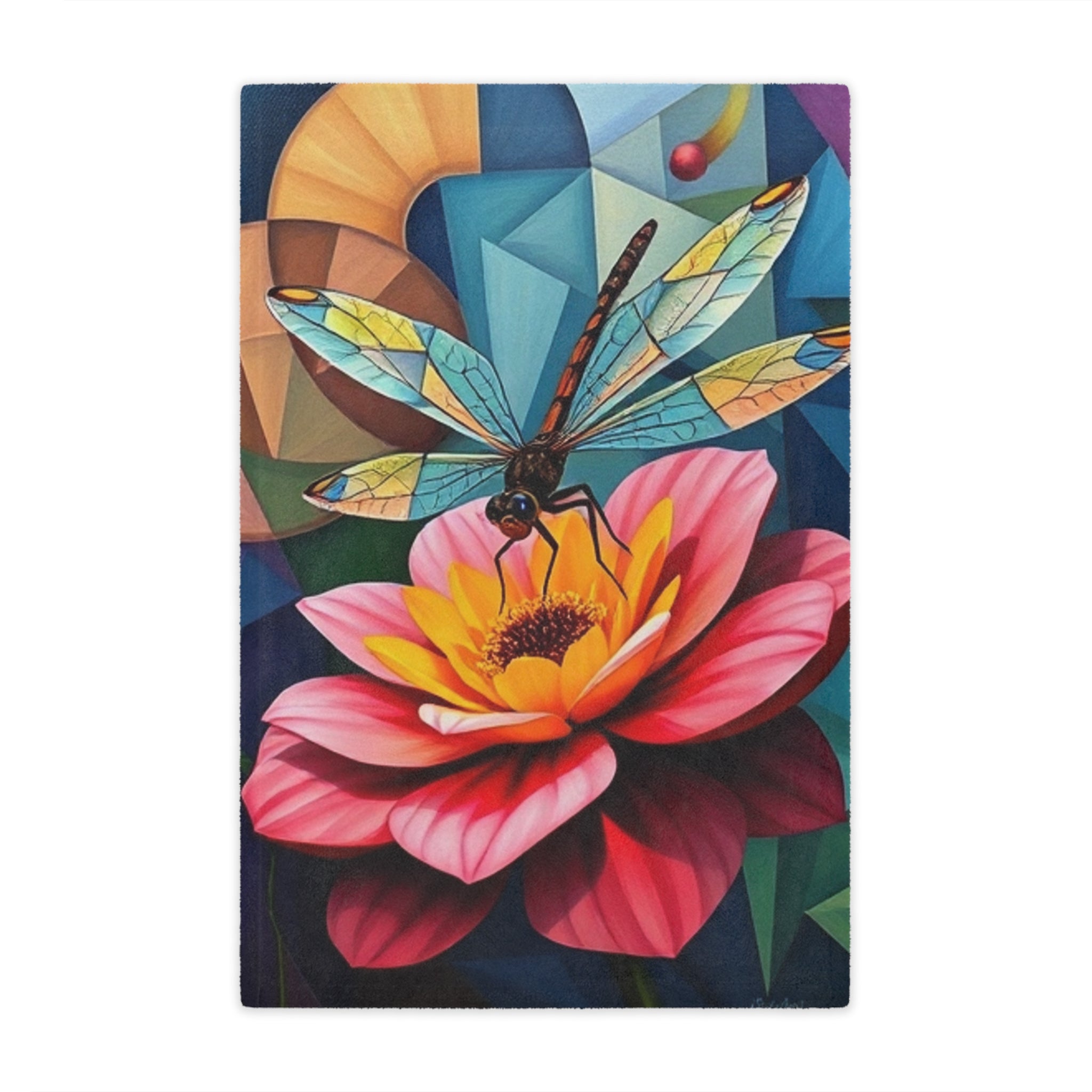 Microfiber Blanket - Dragon fly on Pink Flower Art, Warm Comfortable Beautiful Gift, Soft Cozy Throw, Home Decor Accent, Nature Inspired