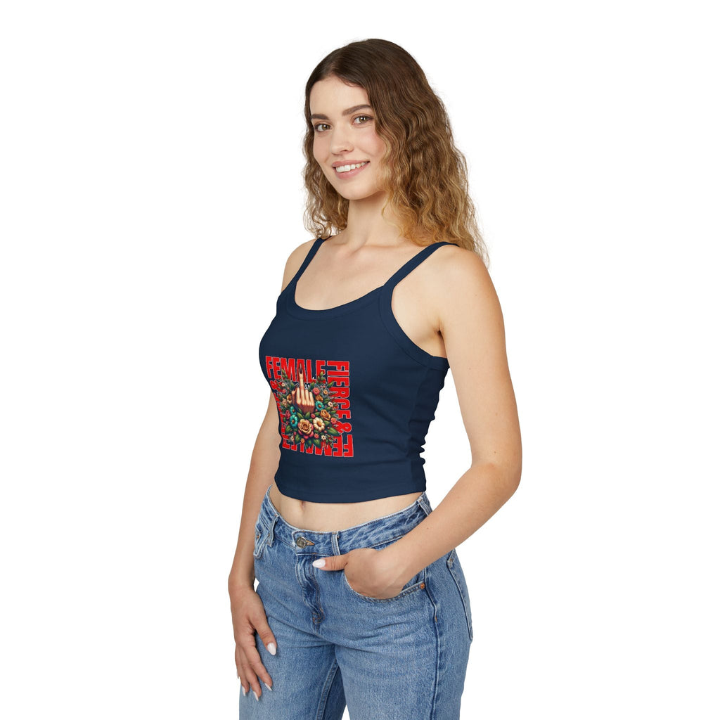 Fierce Female Floral Spaghetti Strap Tank Top - EqualiTees.Me