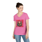 Fierce & Female V - Neck T-Shirt - Empowering Floral Tee for Women - EqualiTees.Me