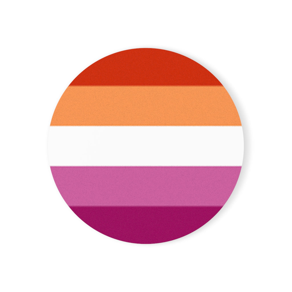 Lesbian Pride Striped Cork Coaster Set - Eco - Friendly Beverage Mat for LGBTQ+ Celebrations - EqualiTees.Me