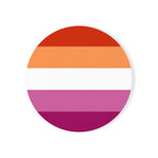 Lesbian Pride Striped Cork Coaster Set - Eco - Friendly Beverage Mat for LGBTQ+ Celebrations - EqualiTees.Me