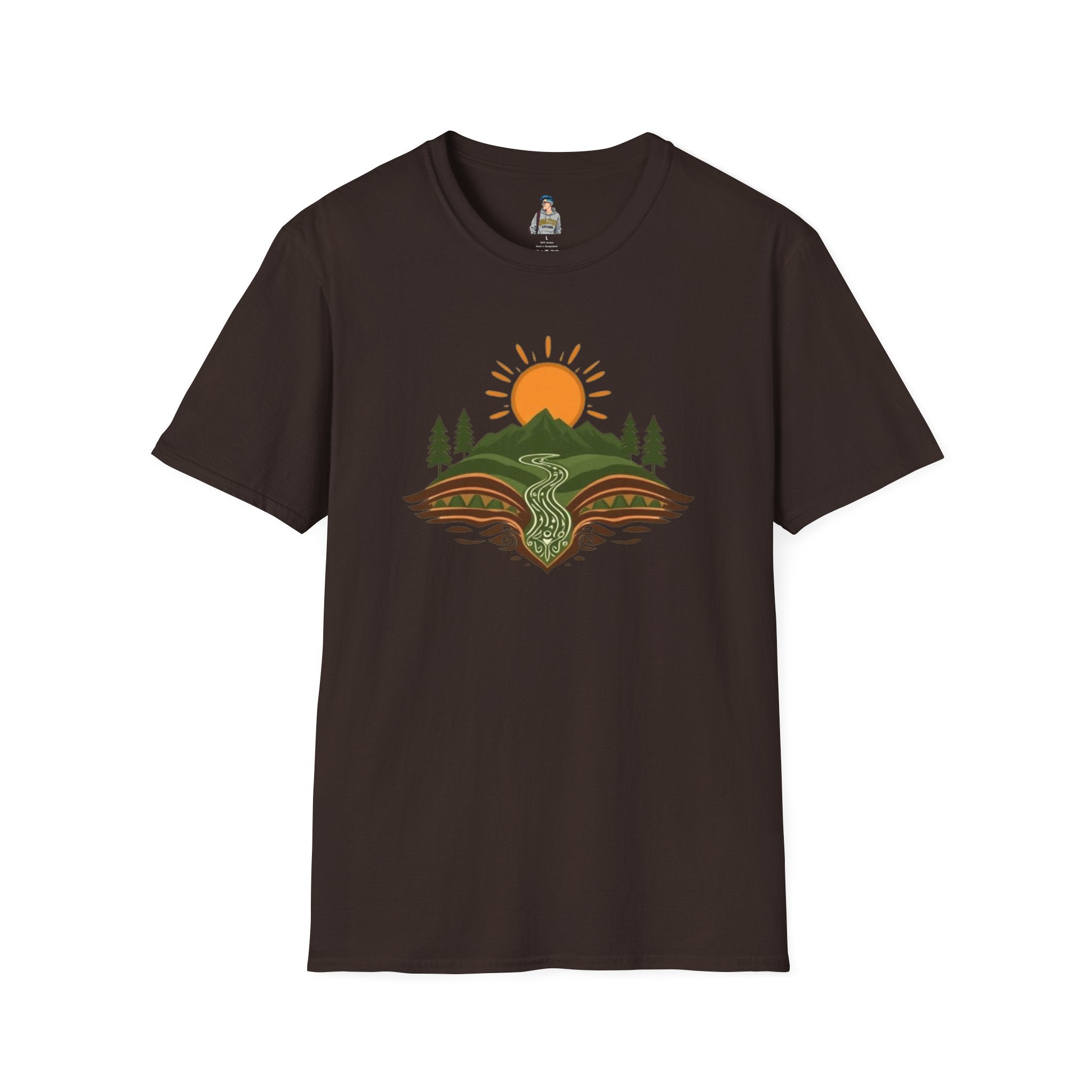 Mountain Scene Unisex Softstyle T-shirt - EqualiTees.Me
