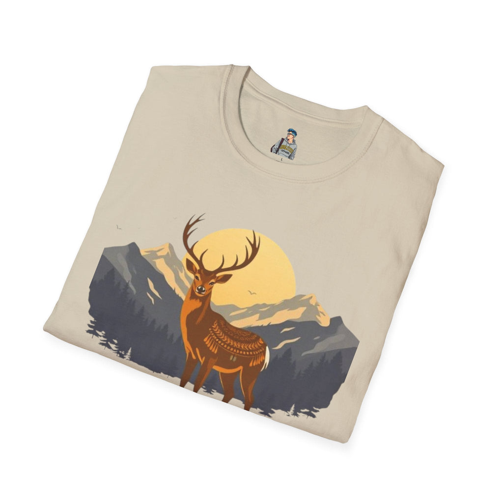 Mountain Sunset Deer Unisex Softstyle T-Shirt - EqualiTees.Me