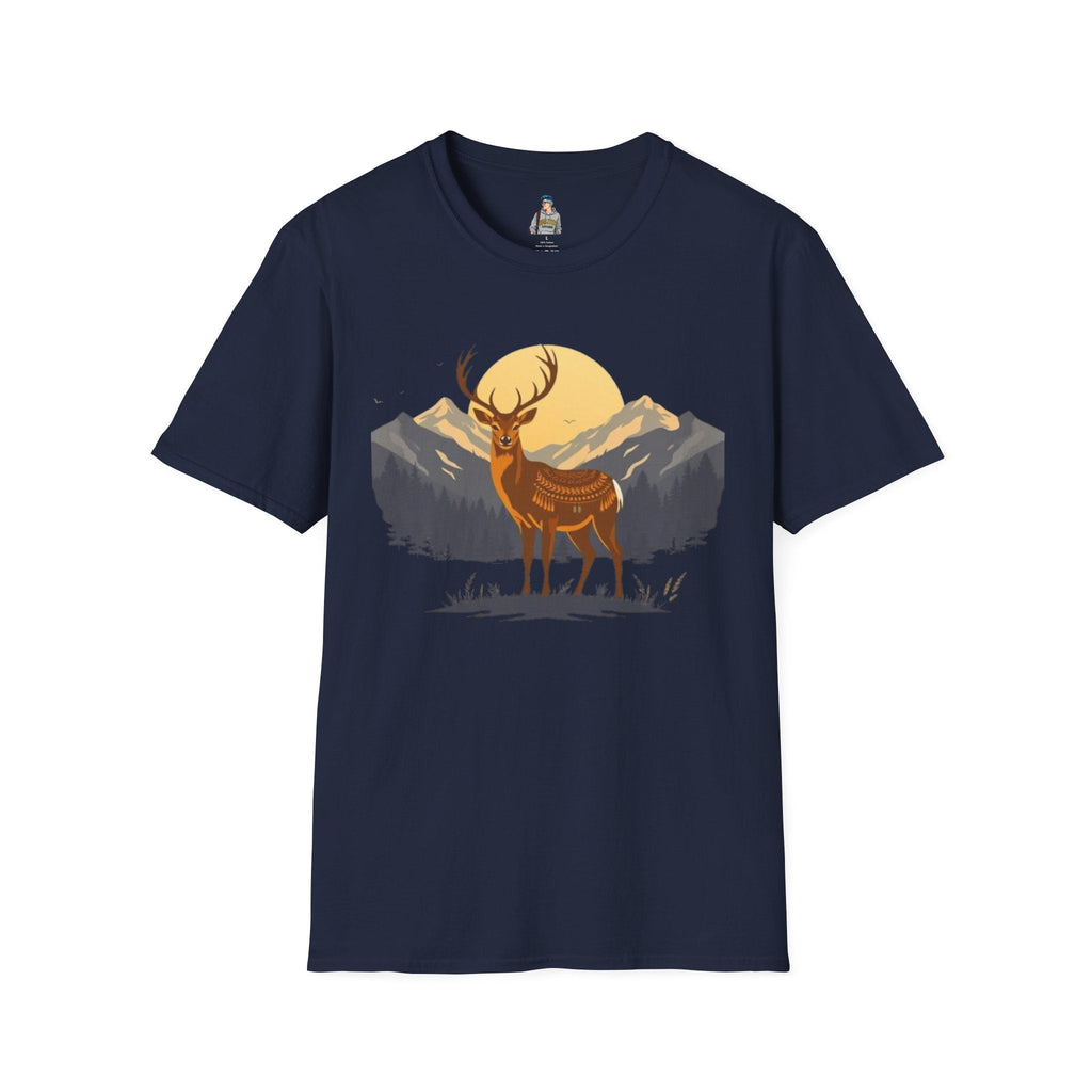 Mountain Sunset Deer Unisex Softstyle T-Shirt - EqualiTees.Me