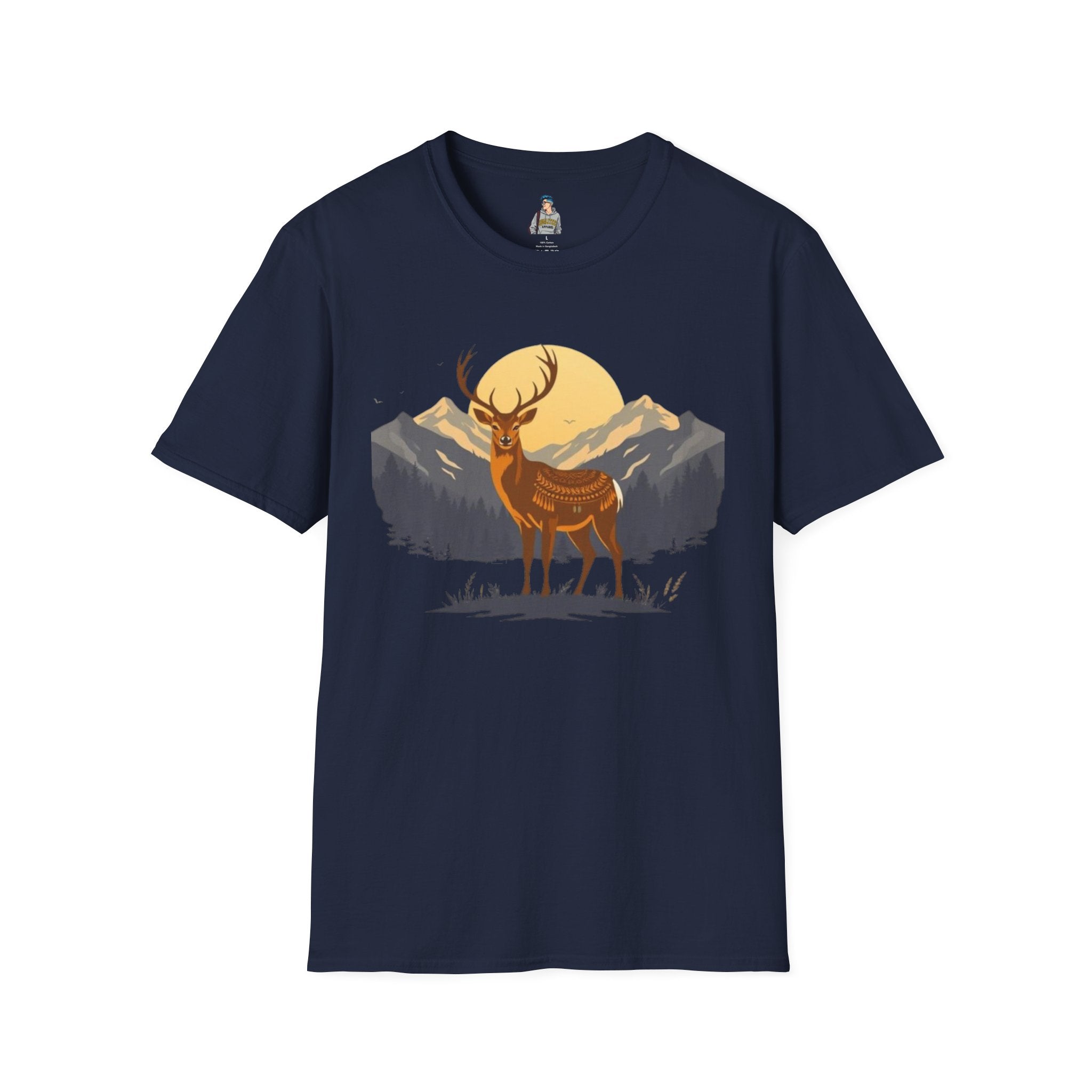 Mountain Sunset Deer Unisex Softstyle T-Shirt - EqualiTees.Me