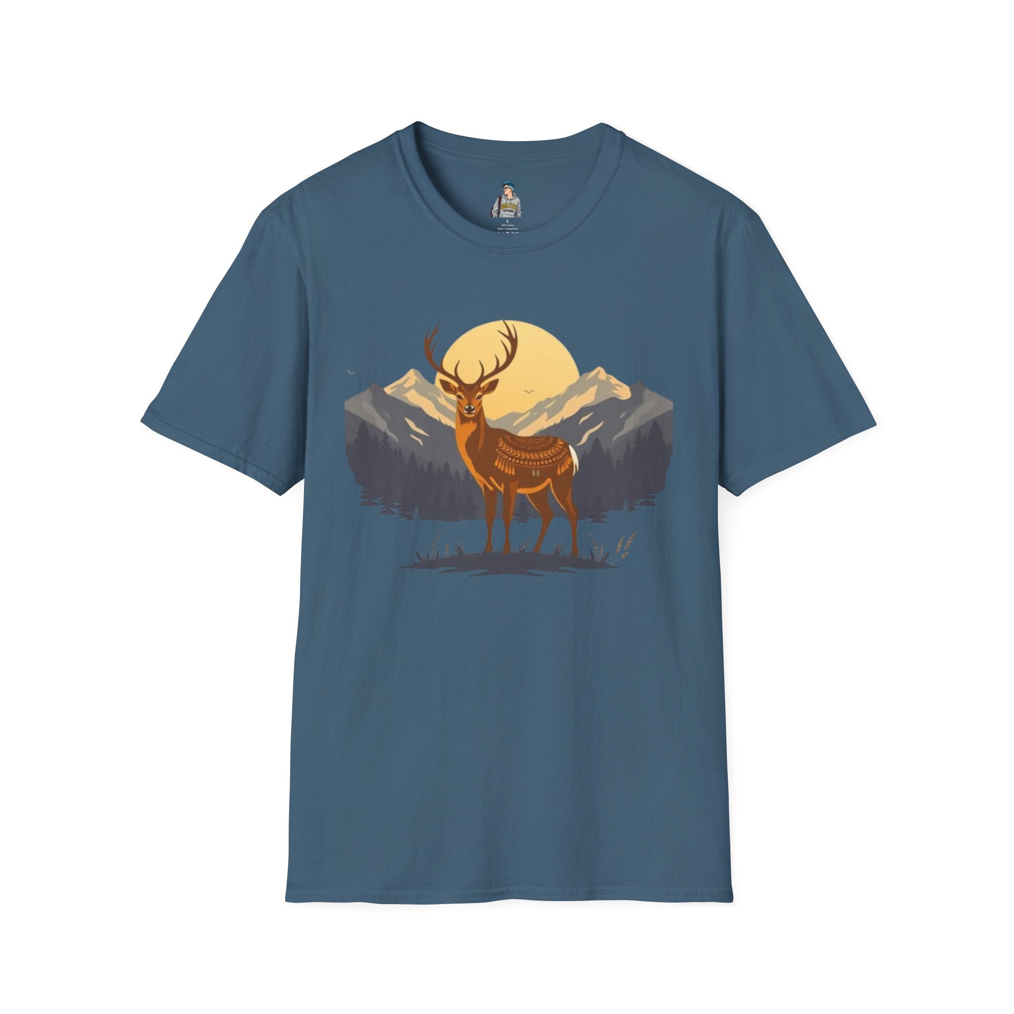 Mountain Sunset Deer Unisex Softstyle T-Shirt - EqualiTees.Me