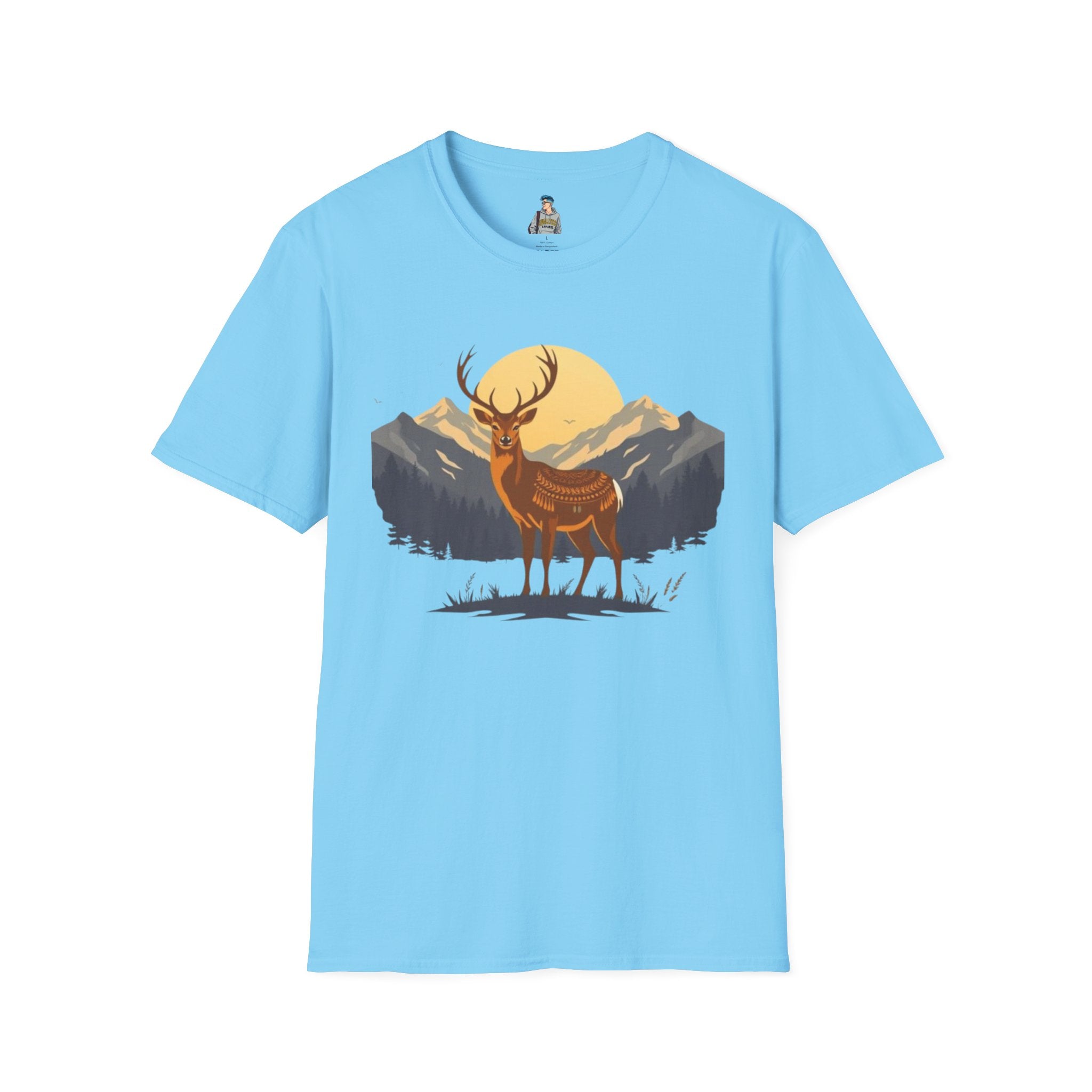Mountain Sunset Deer Unisex Softstyle T-Shirt - EqualiTees.Me