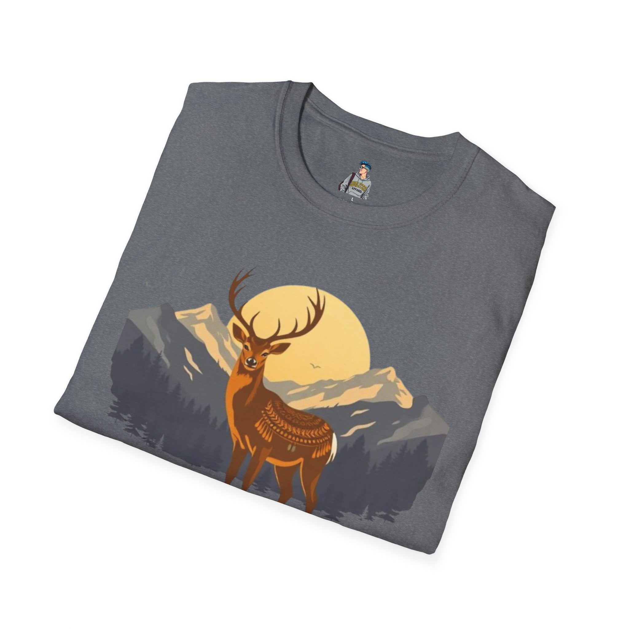 Mountain Sunset Deer Unisex Softstyle T-Shirt - EqualiTees.Me