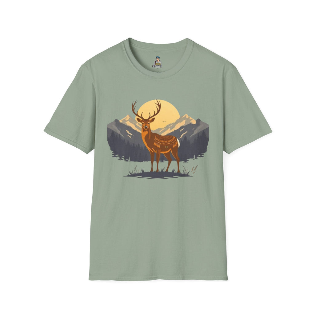 Mountain Sunset Deer Unisex Softstyle T-Shirt - EqualiTees.Me