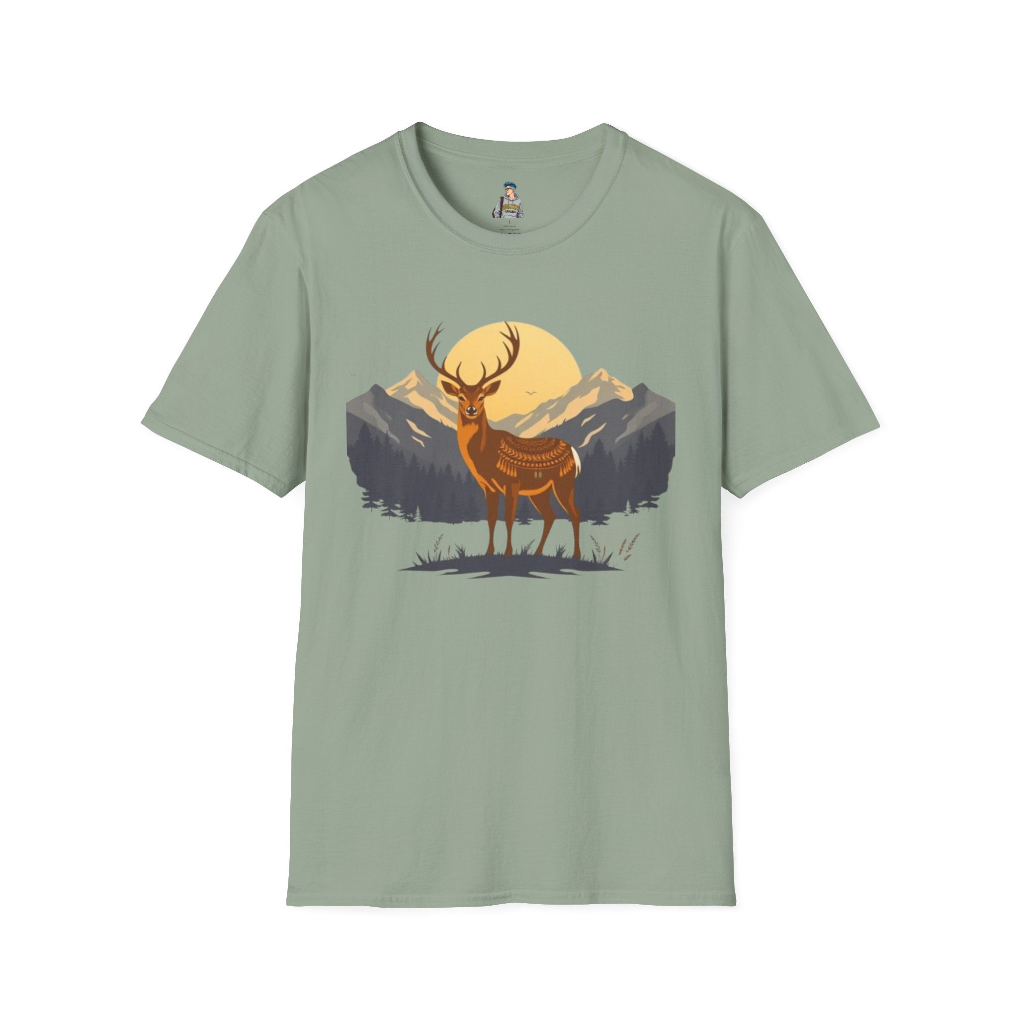 Mountain Sunset Deer Unisex Softstyle T-Shirt - EqualiTees.Me