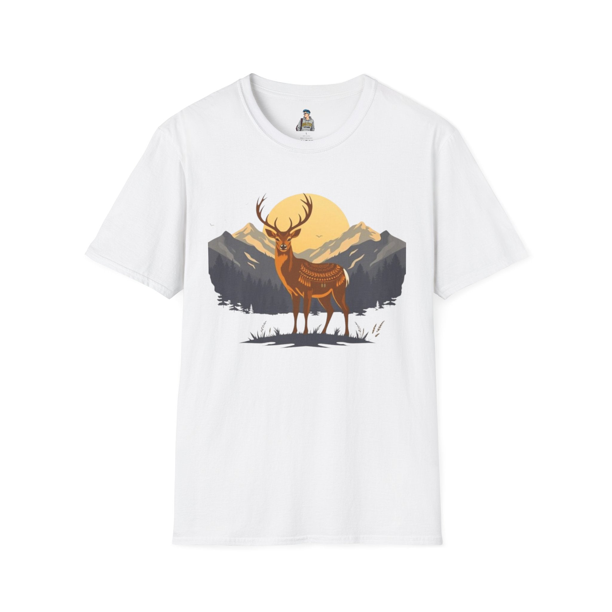 Mountain Sunset Deer Unisex Softstyle T-Shirt - EqualiTees.Me
