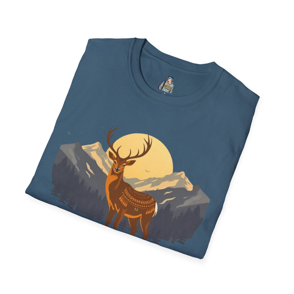 Mountain Sunset Deer Unisex Softstyle T-Shirt - EqualiTees.Me