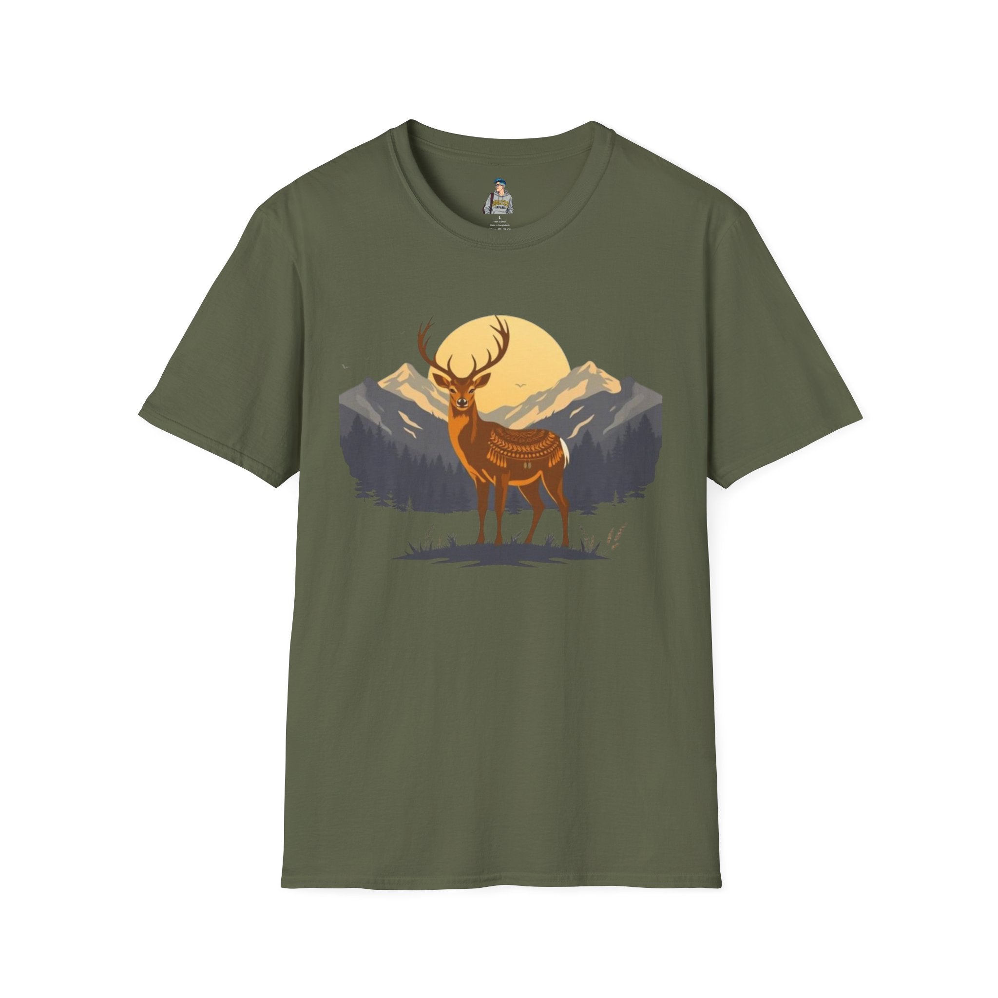 Mountain Sunset Deer Unisex Softstyle T-Shirt - EqualiTees.Me