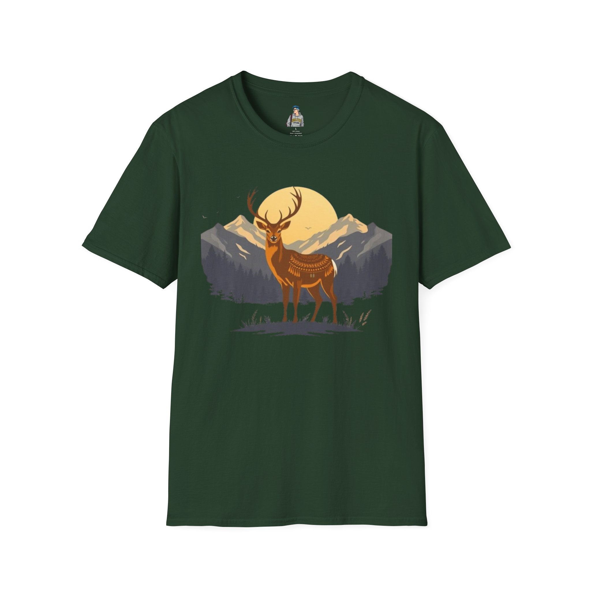 Mountain Sunset Deer Unisex Softstyle T-Shirt - EqualiTees.Me