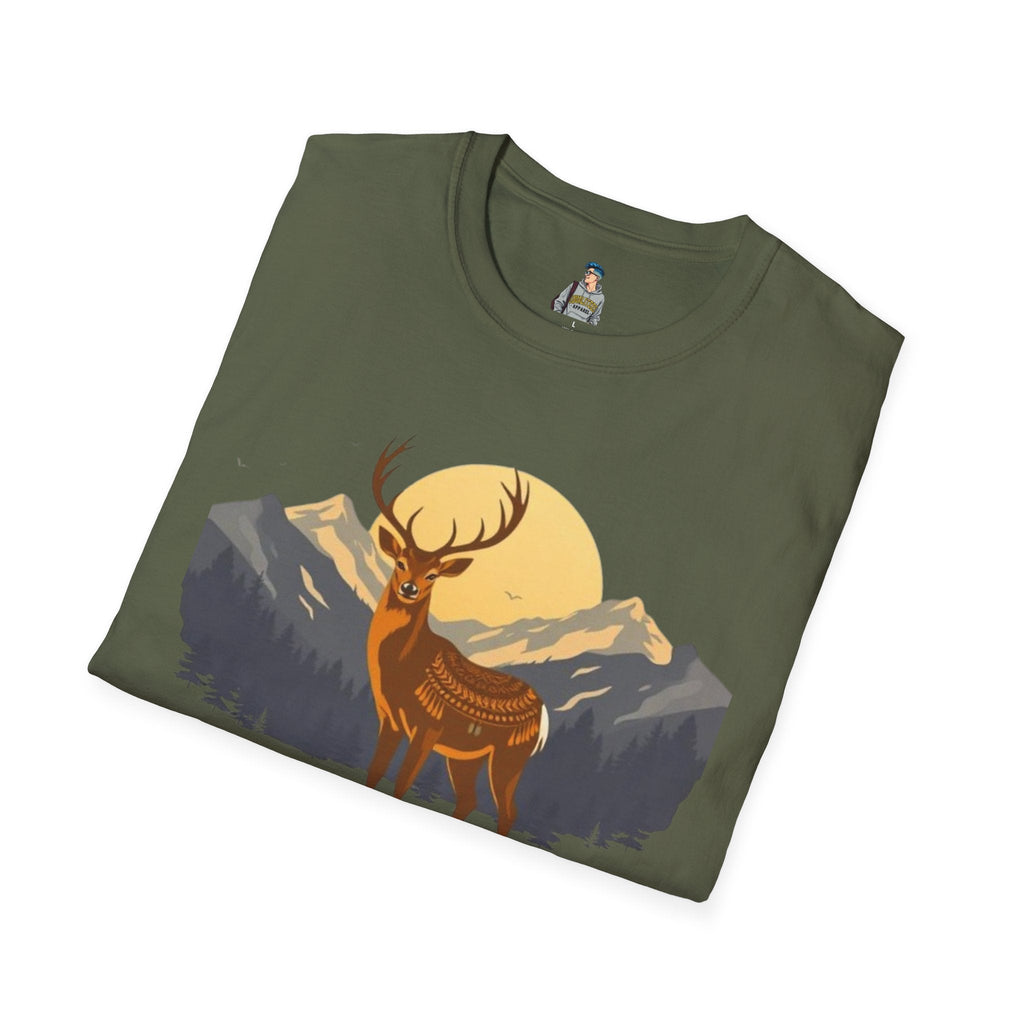 Mountain Sunset Deer Unisex Softstyle T-Shirt - EqualiTees.Me