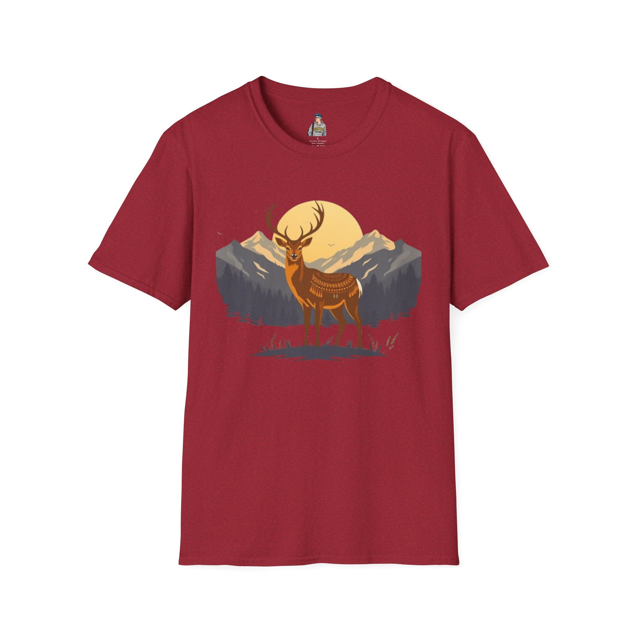 Mountain Sunset Deer Unisex Softstyle T-Shirt - EqualiTees.Me