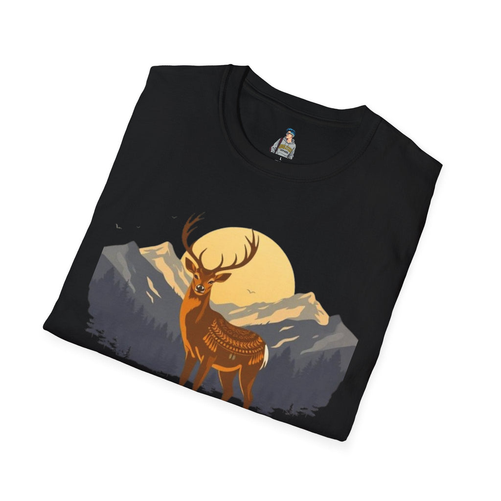 Mountain Sunset Deer Unisex Softstyle T-Shirt - EqualiTees.Me