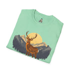 Mountain Sunset Deer Unisex Softstyle T-Shirt - EqualiTees.Me