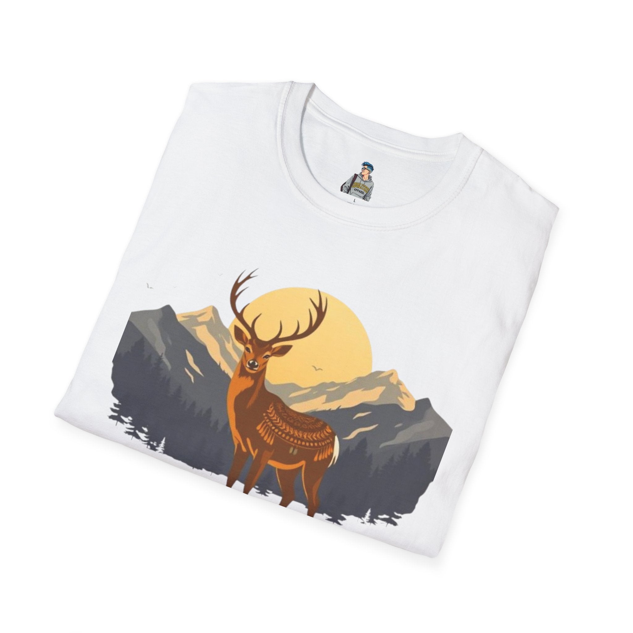 Mountain Sunset Deer Unisex Softstyle T-Shirt - EqualiTees.Me