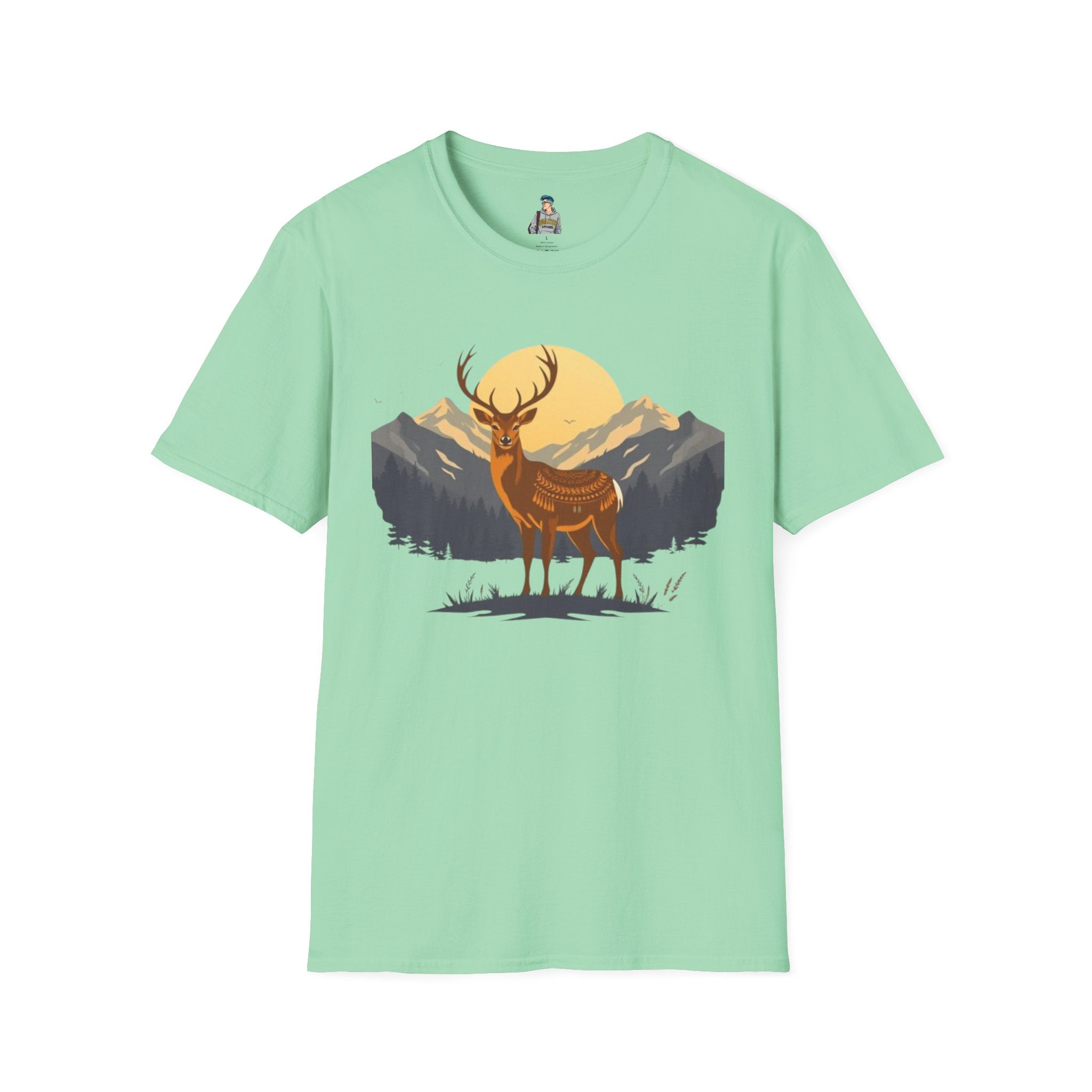 Mountain Sunset Deer Unisex Softstyle T-Shirt - EqualiTees.Me