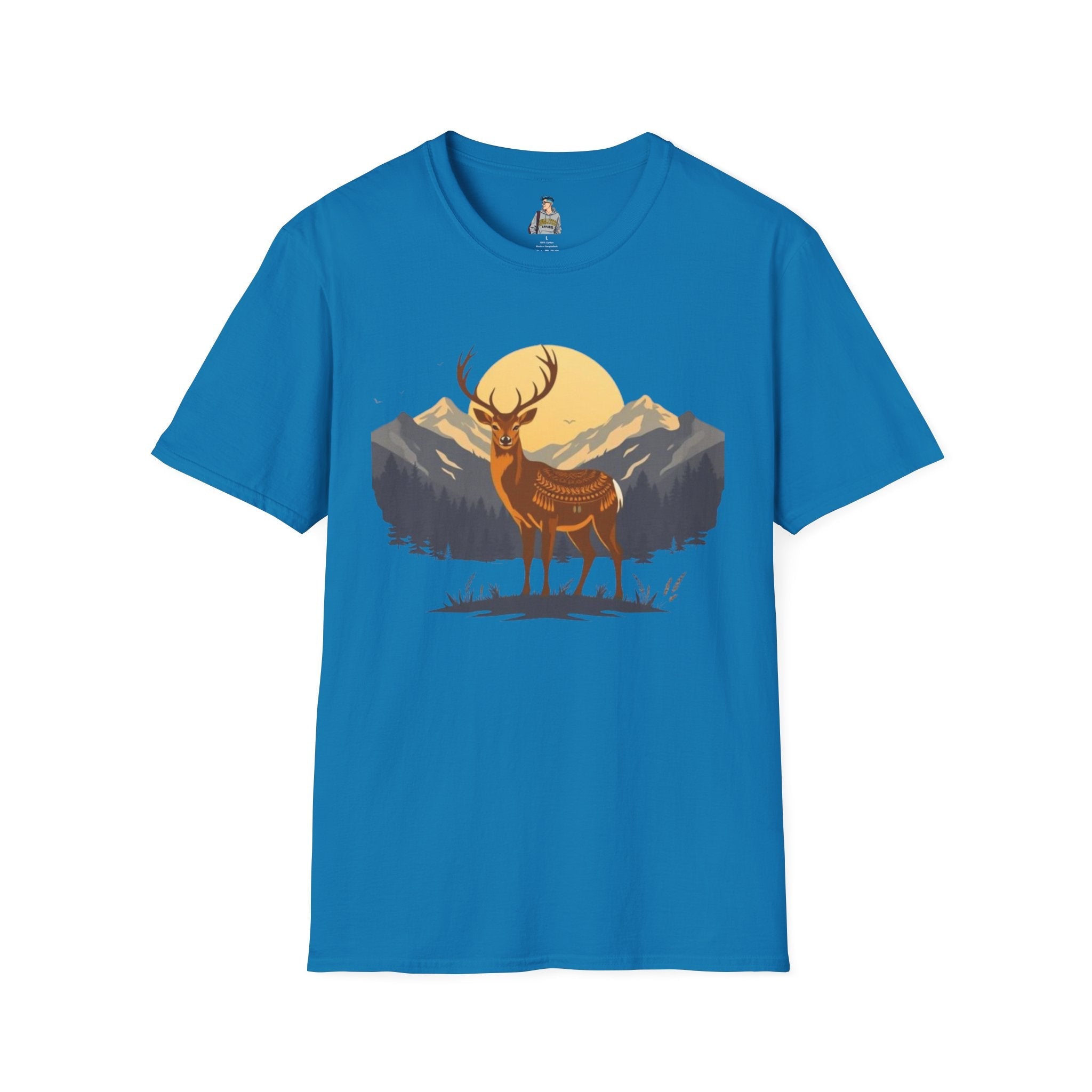 Mountain Sunset Deer Unisex Softstyle T-Shirt - EqualiTees.Me