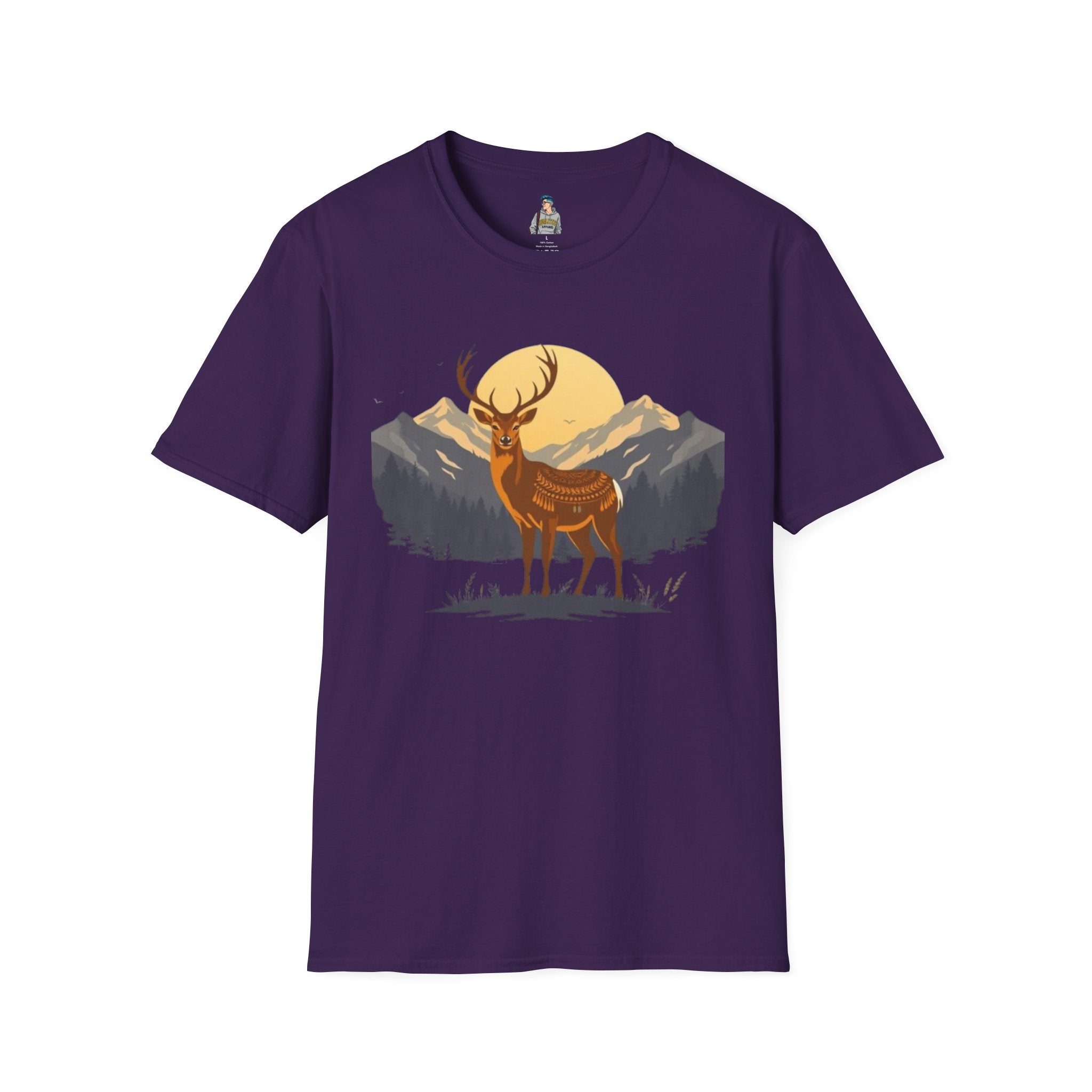 Mountain Sunset Deer Unisex Softstyle T-Shirt - EqualiTees.Me