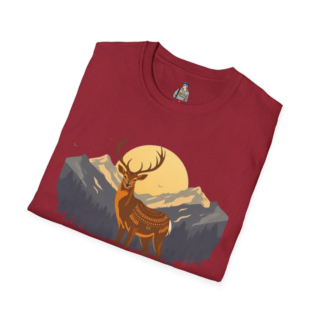 Mountain Sunset Deer Unisex Softstyle T-Shirt - EqualiTees.Me