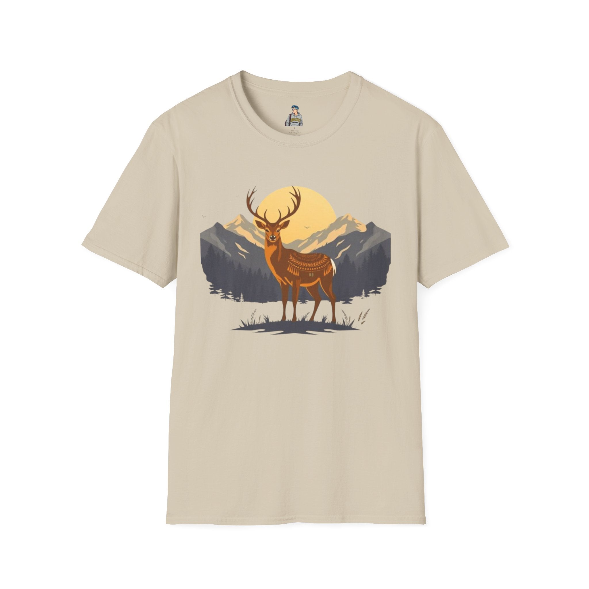 Mountain Sunset Deer Unisex Softstyle T-Shirt - EqualiTees.Me