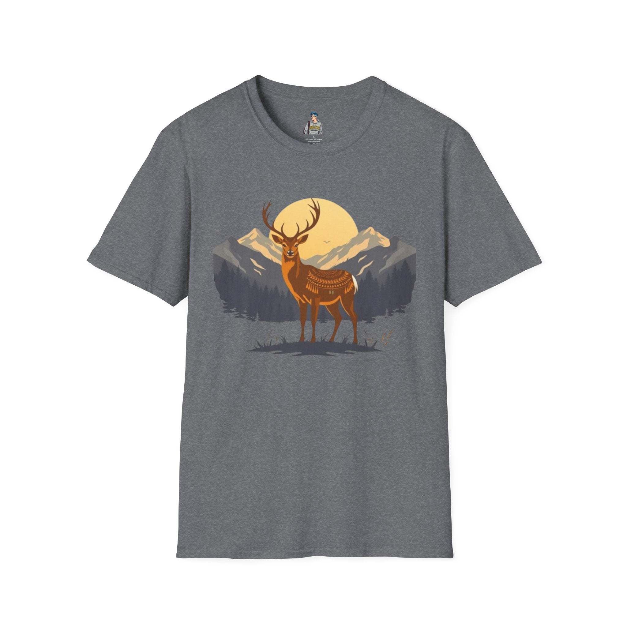 Mountain Sunset Deer Unisex Softstyle T-Shirt - EqualiTees.Me