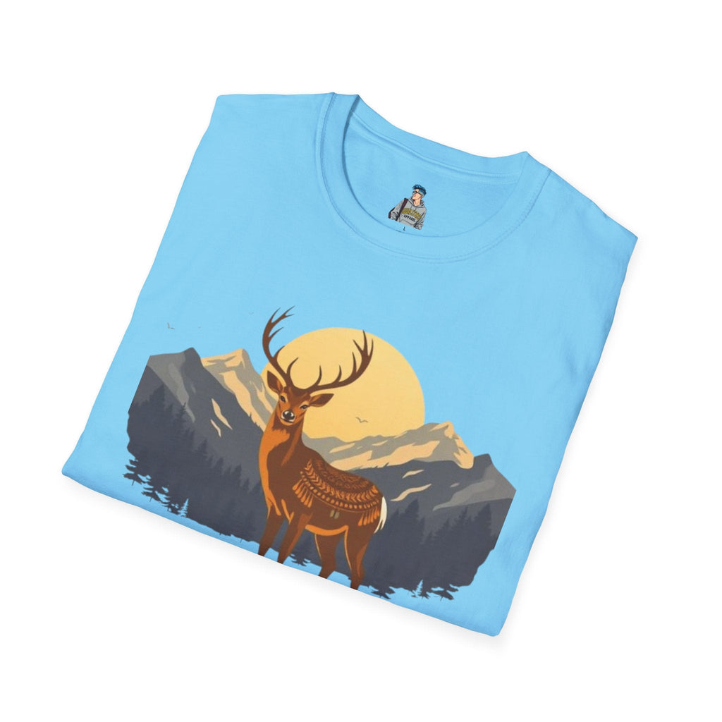 Mountain Sunset Deer Unisex Softstyle T-Shirt - EqualiTees.Me
