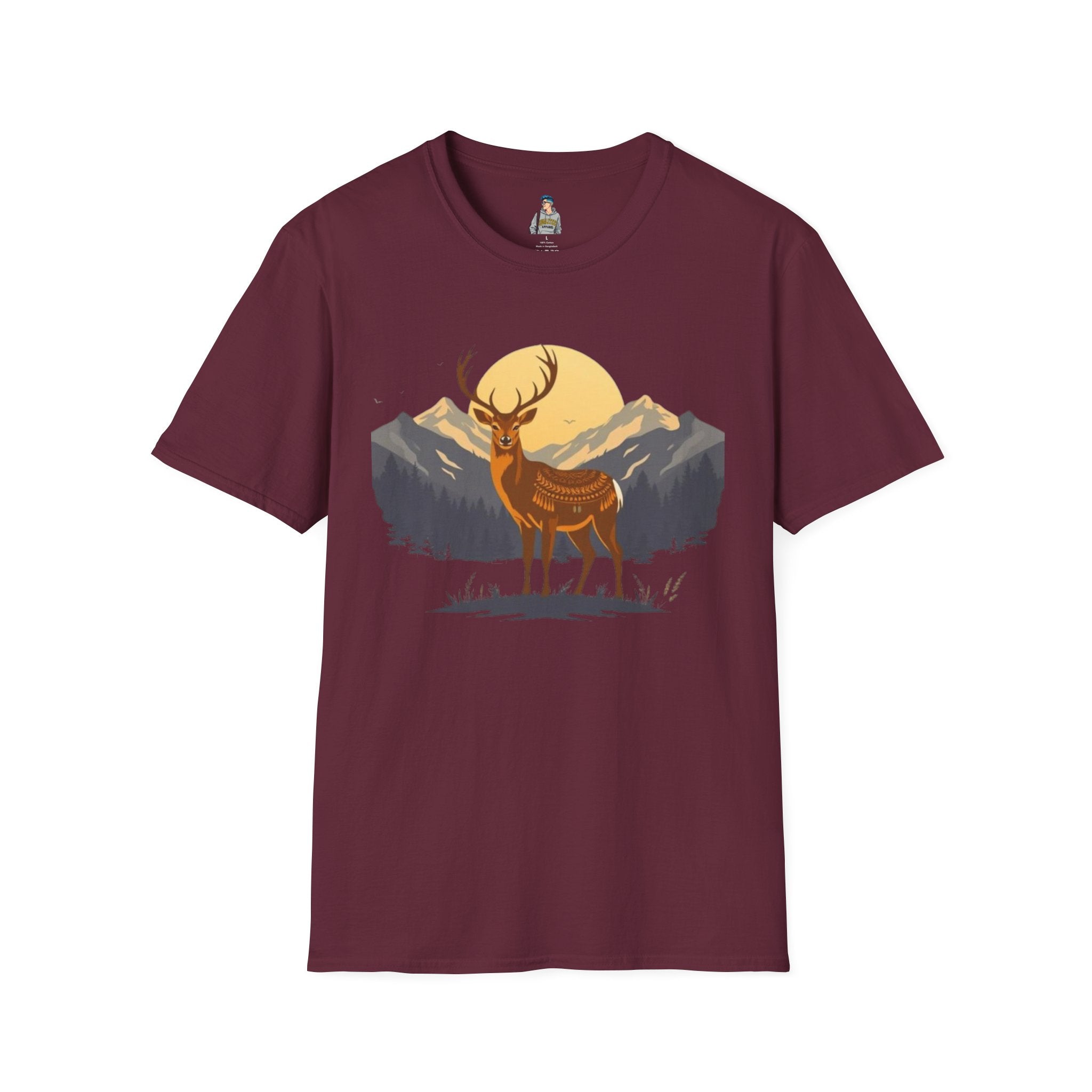 Mountain Sunset Deer Unisex Softstyle T-Shirt - EqualiTees.Me