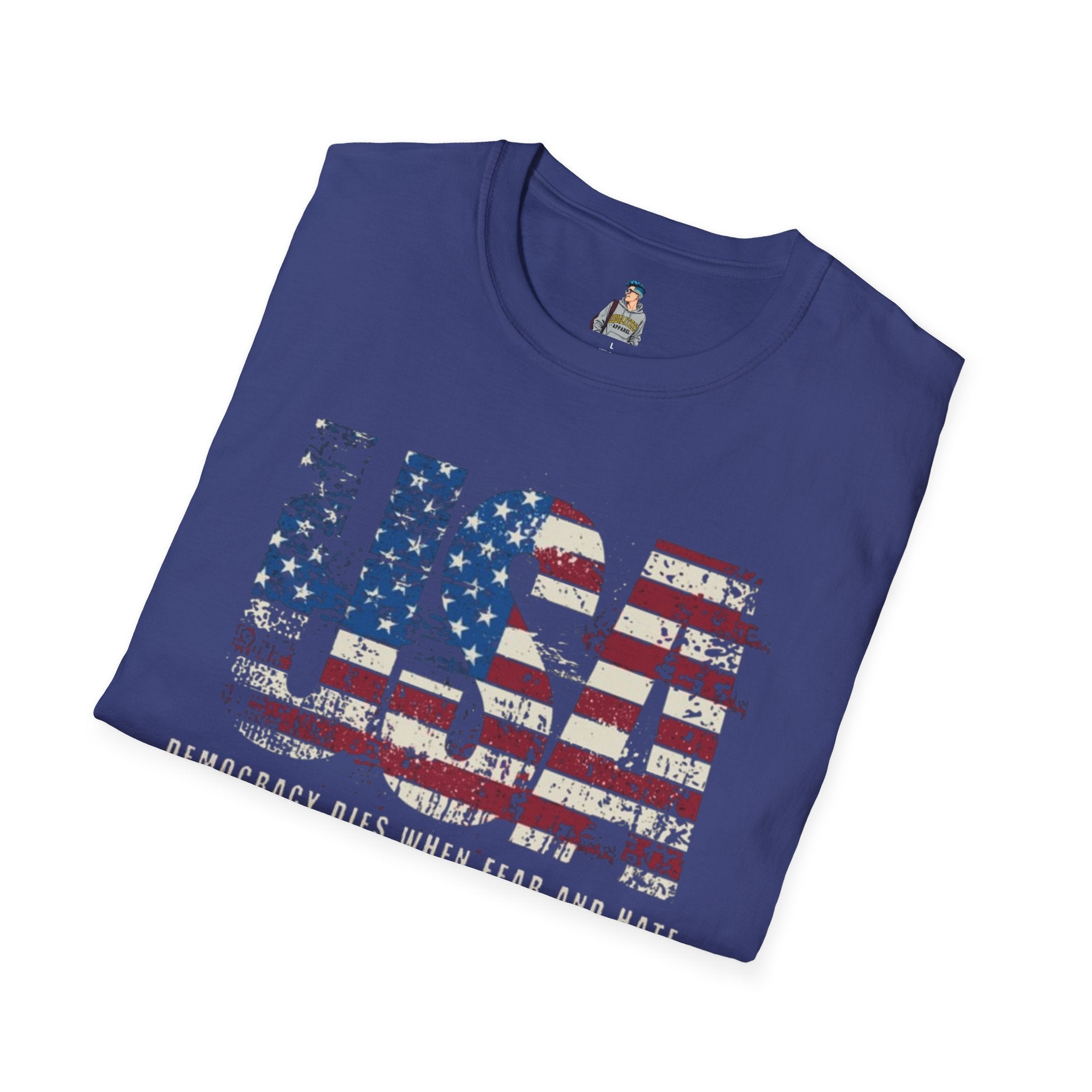 Patriotic Unisex Softstyle T-Shirt - "USA" & History Quote Design - EqualiTees.Me
