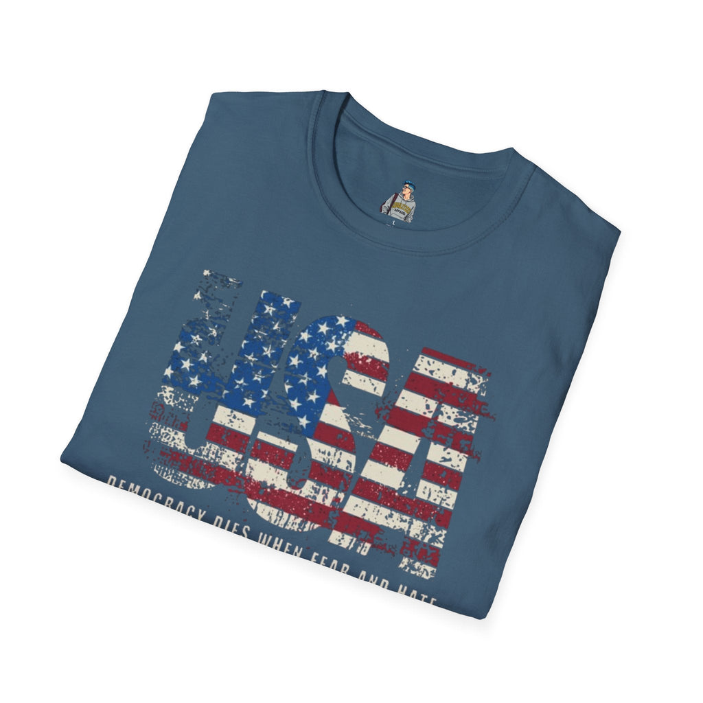 Patriotic Unisex Softstyle T-Shirt - "USA" & History Quote Design - EqualiTees.Me
