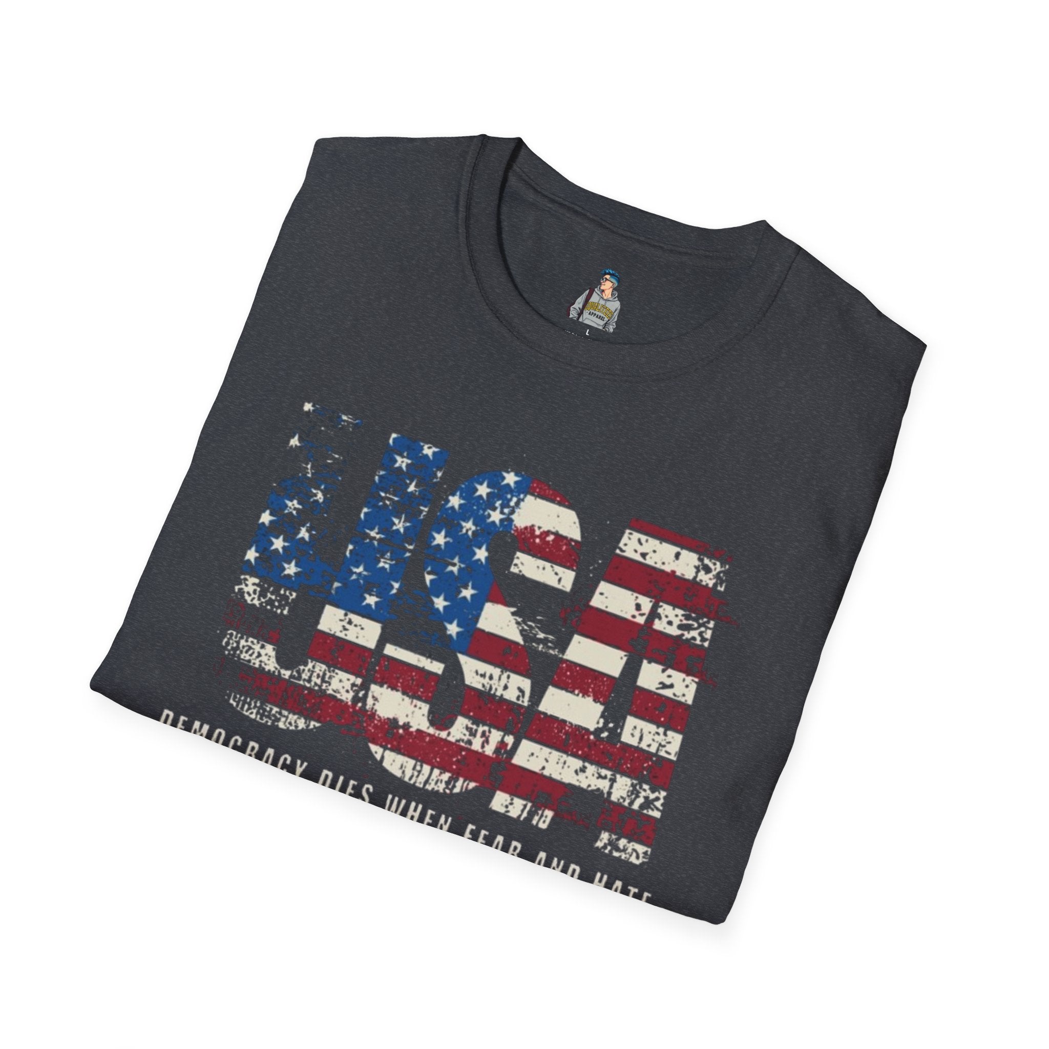 Patriotic Unisex Softstyle T-Shirt - "USA" & History Quote Design - EqualiTees.Me