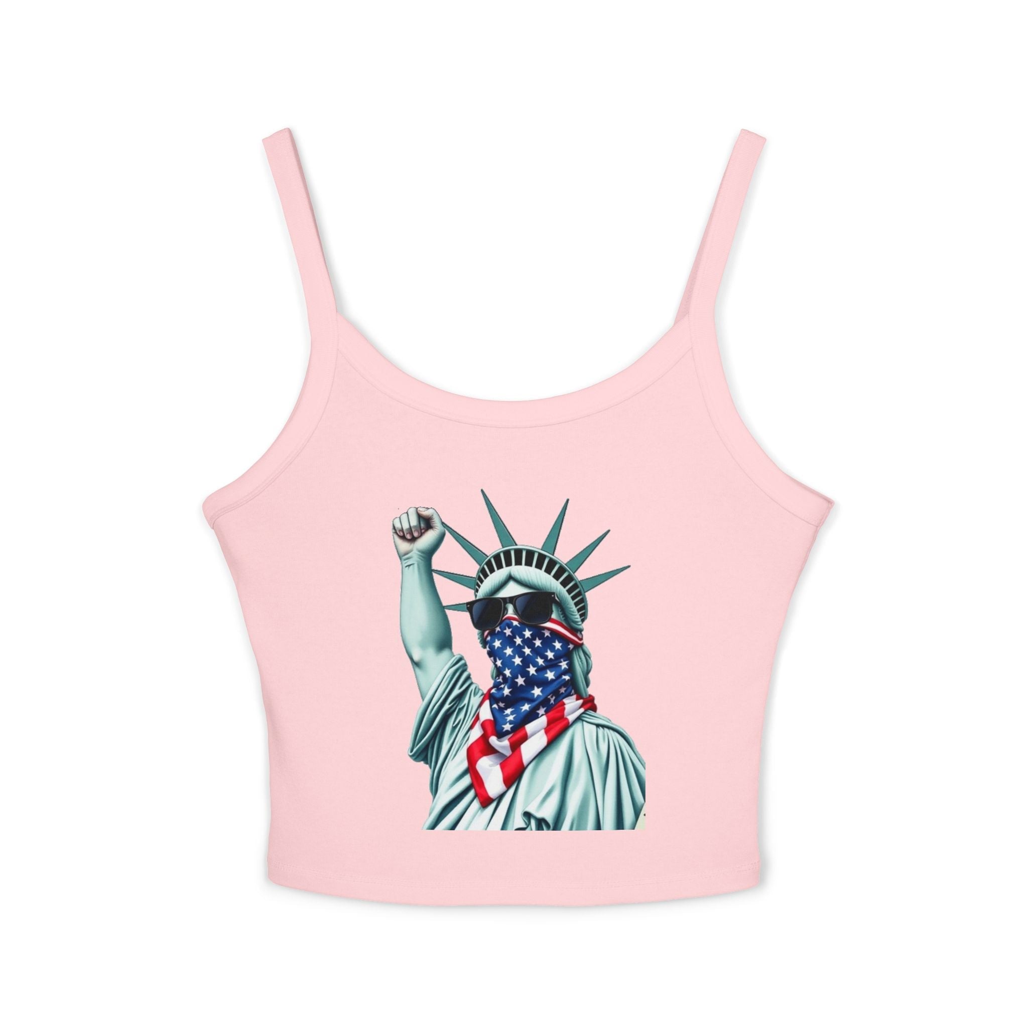 Patriotic Women's Spaghetti Strap Tank Top - Stand With Her Statue of Liberty Design - EqualiTees.Me
