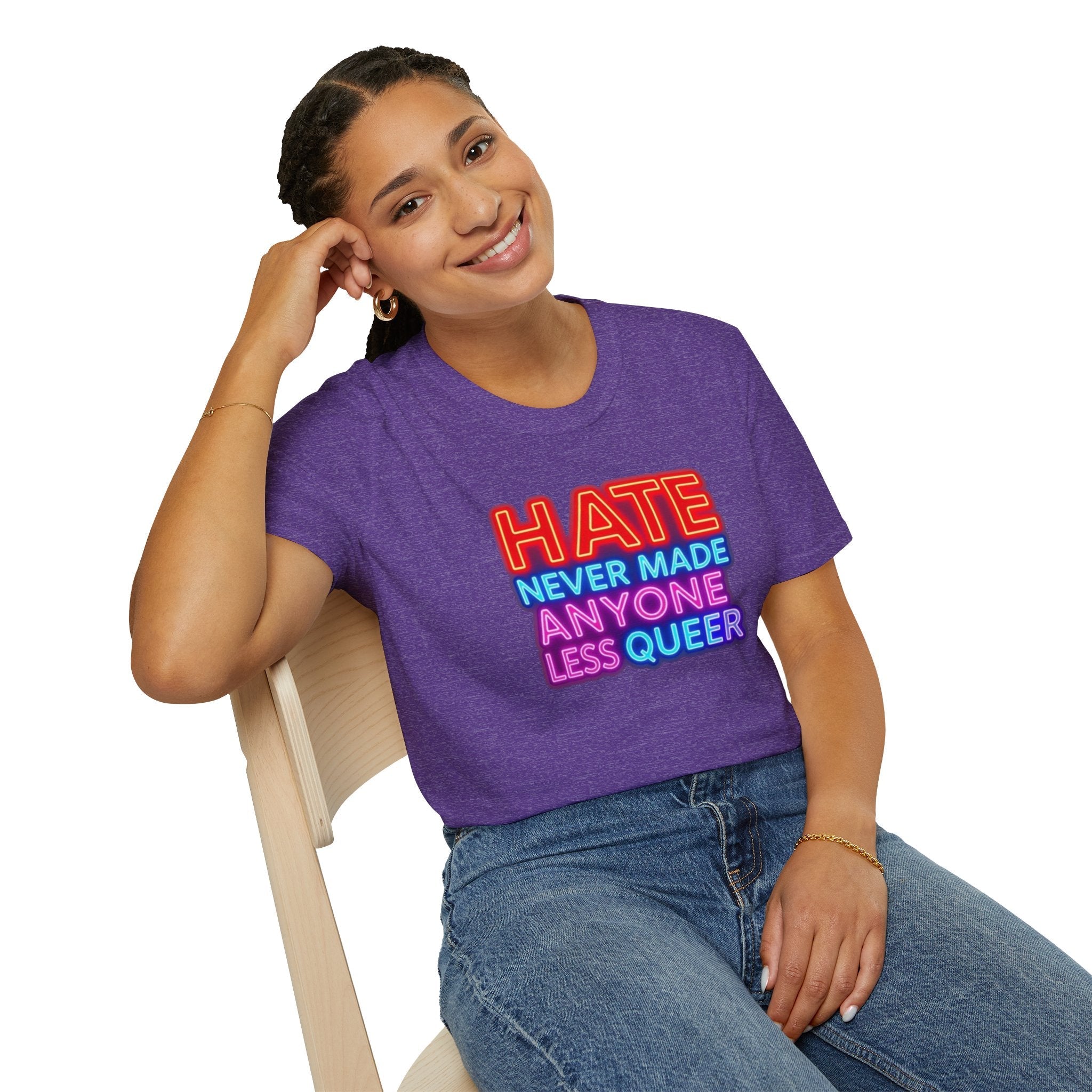 Pride Statement T-Shirt - Hate Never Made Anyone Less Queer - EqualiTees.Me