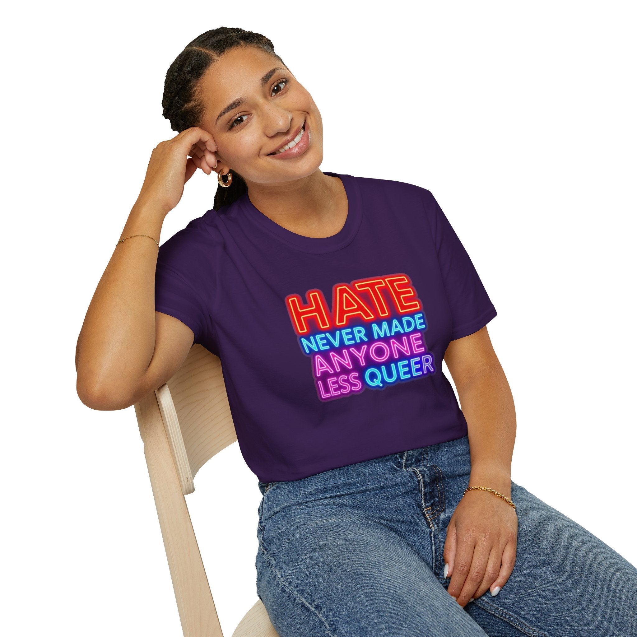 Pride Statement T-Shirt - Hate Never Made Anyone Less Queer - EqualiTees.Me