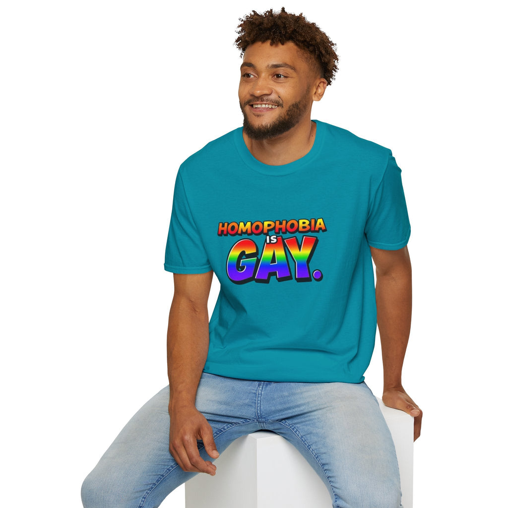 Pride T-Shirt, Homophobia Is Gay Unisex Softstyle Shirt - EqualiTees.Me