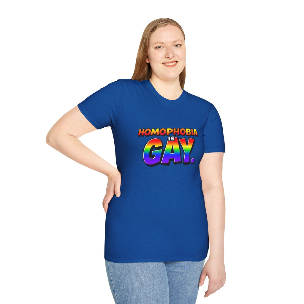 Pride T-Shirt, Homophobia Is Gay Unisex Softstyle Shirt - EqualiTees.Me